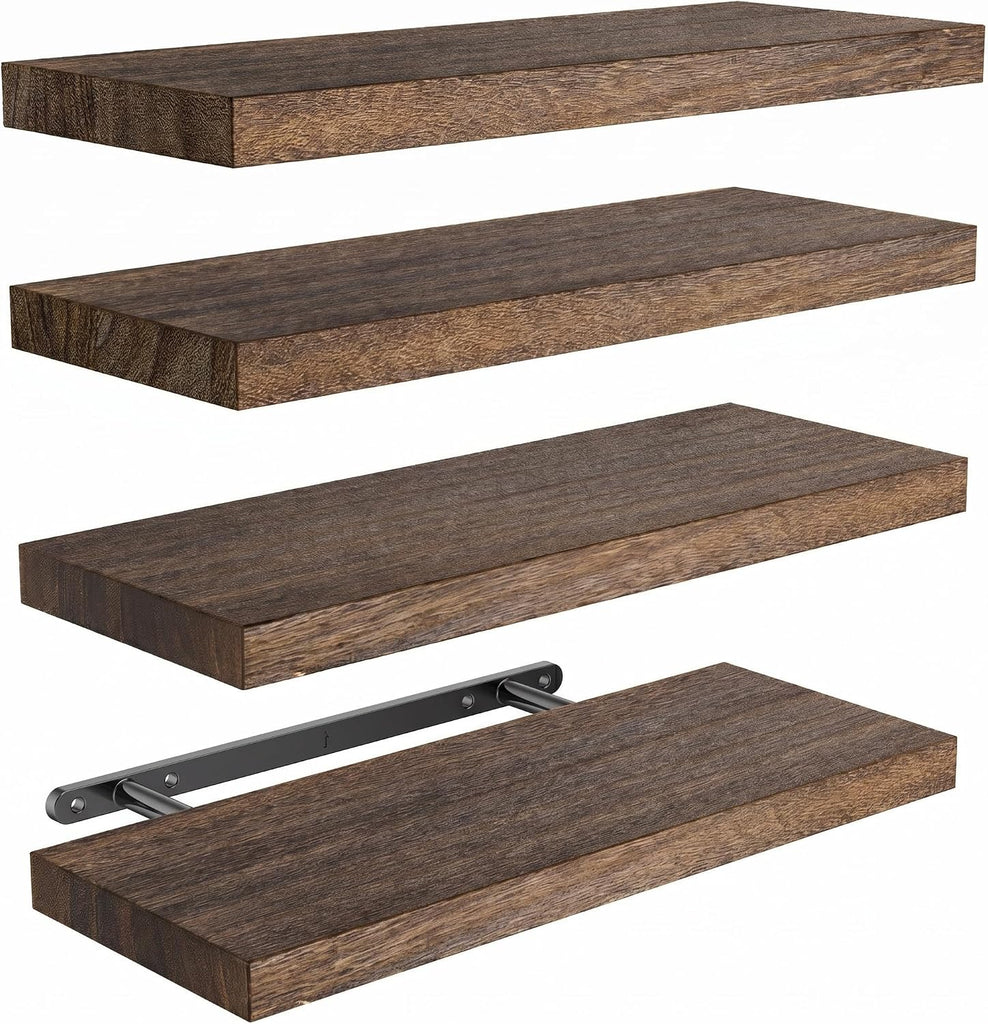 Floating Shelves, Paulownia Wood Wall Shelves /Living Room/Bedroom/Kitchen/Home Office, Natural Wood Floating Shelf