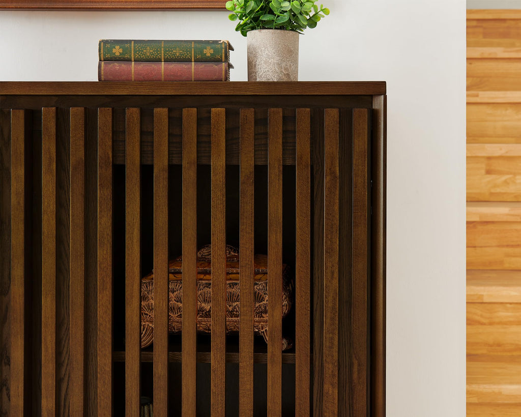 39 inch Narrow Buffet Cabinet Sideboard with Storage, Walnut, 3 Pieces