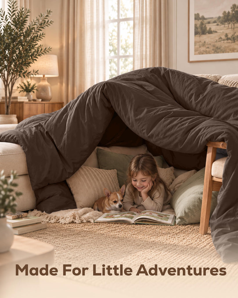Duvet Cover King, 3 Piece Set, Extra Soft with Zipper Closure, Brown