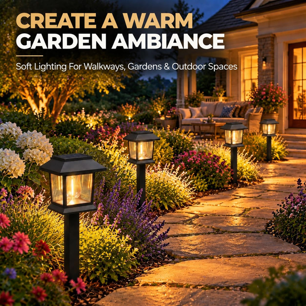 Solar Pathway Lights, 12 Pack Outdoor Landscape Lighting, Black