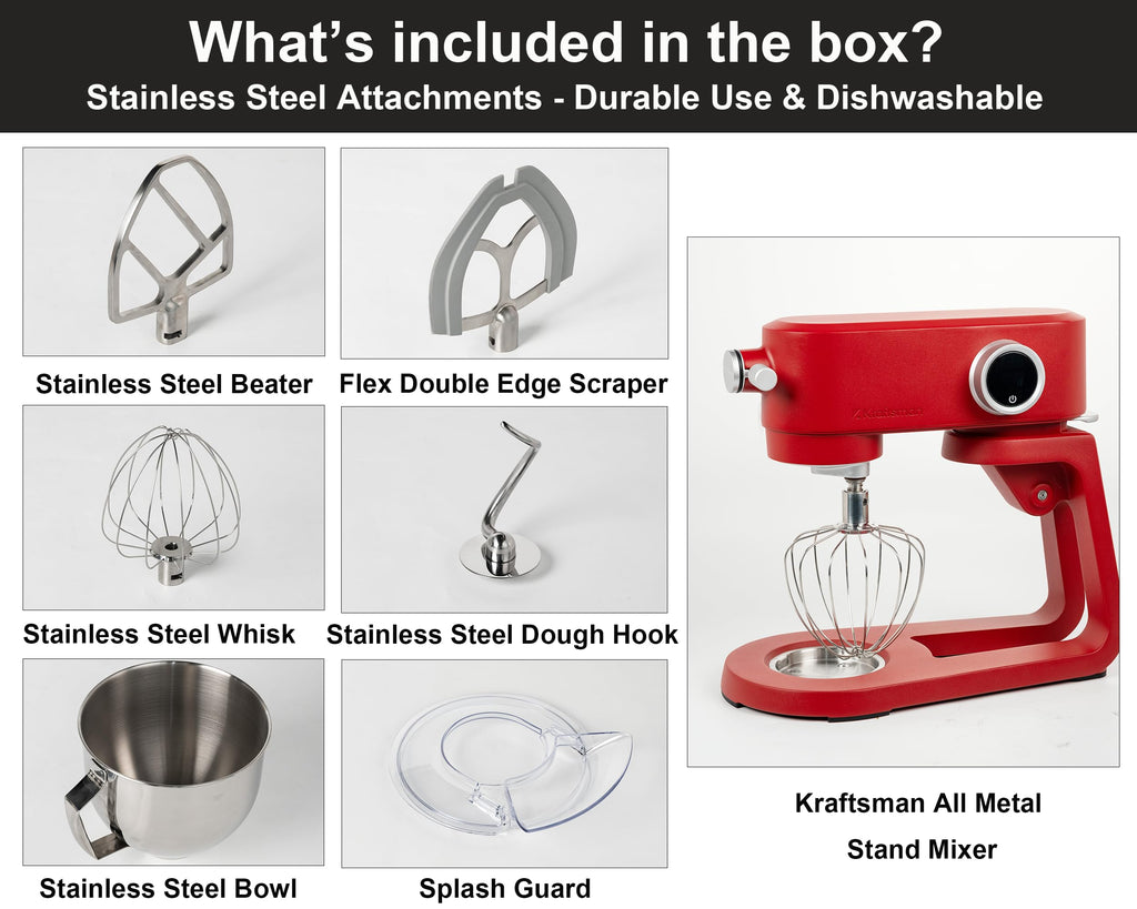 Red Stand Mixer DC Motor, All Metal Dough Mixer 5.3 Quart