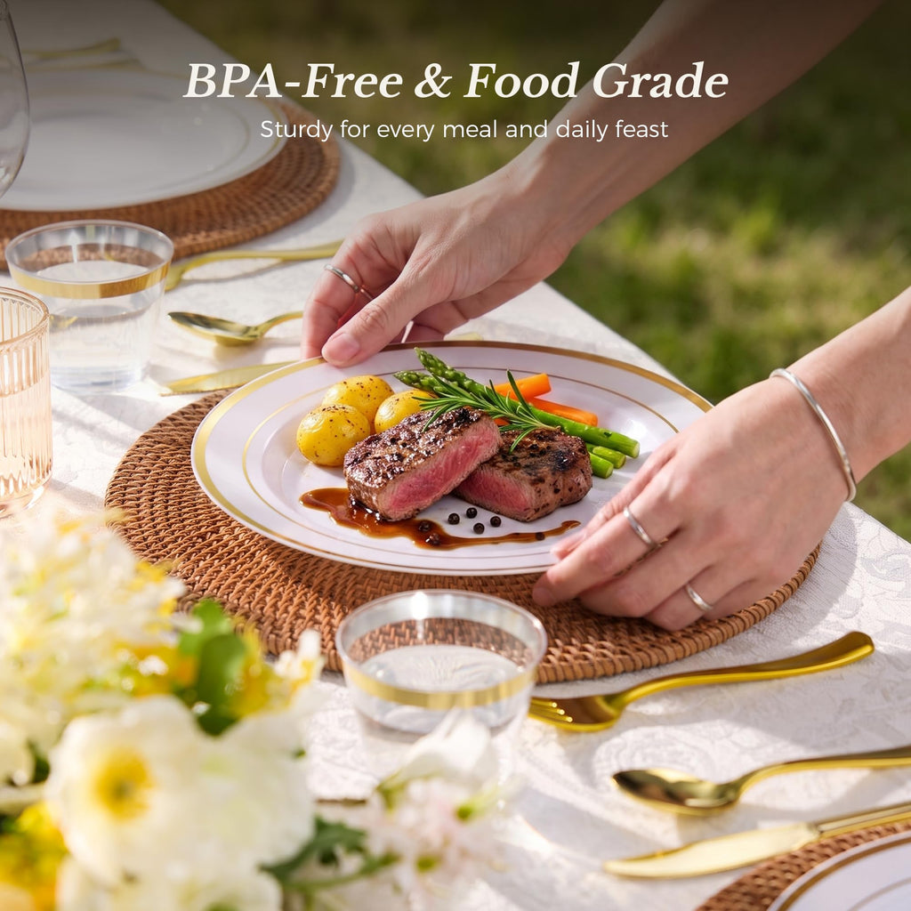 Gold Dinnerware Set for 100 Guests