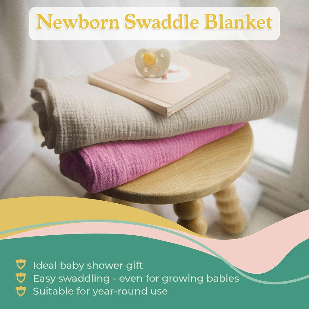 Muslin Swaddle Blanket - Soft Cotton Muslin Baby Blanket for Newborns, Infants, and Toddlers, All-Season Comfort Baby