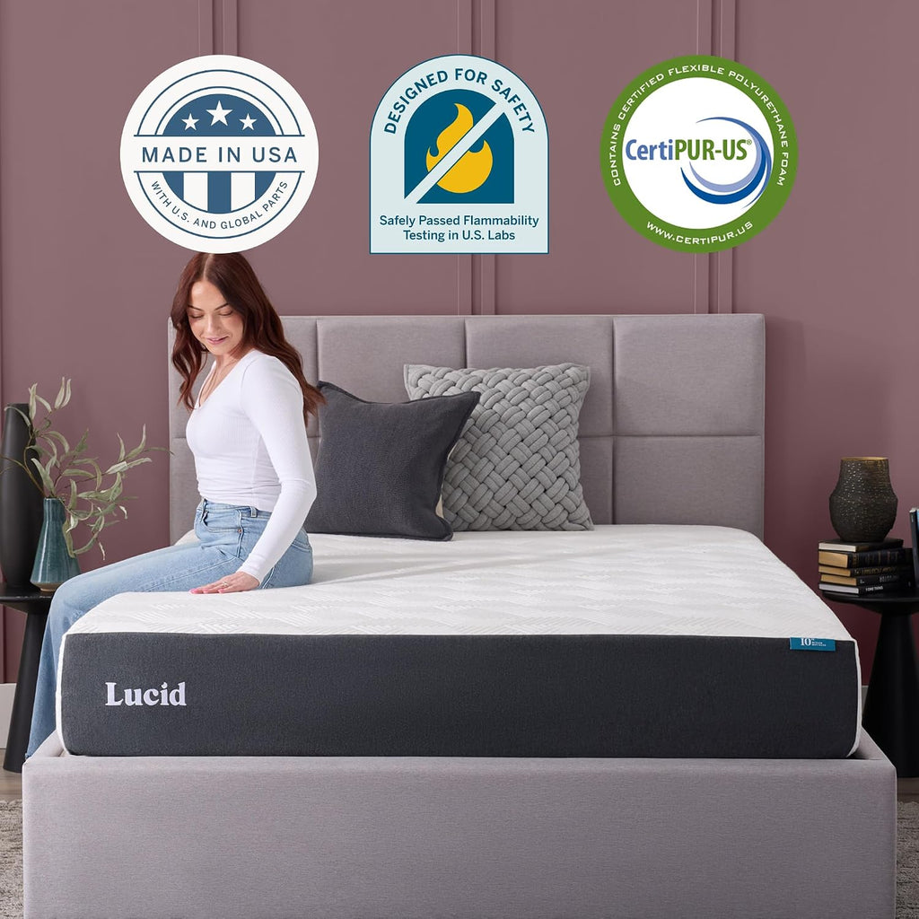 10" Medium Gel Memory Foam Mattress - Bamboo Charcoal & Cooling Gel - Fiberglass Free - Bed in a Box - CertiPUR-US