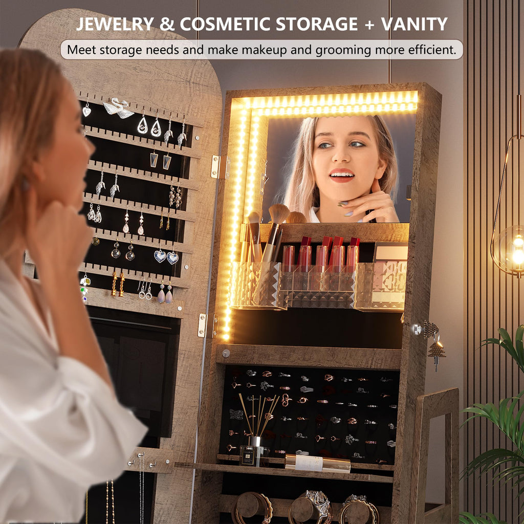 360 Swivel Jewelry Armoire Organizers with Full Length Mirror
