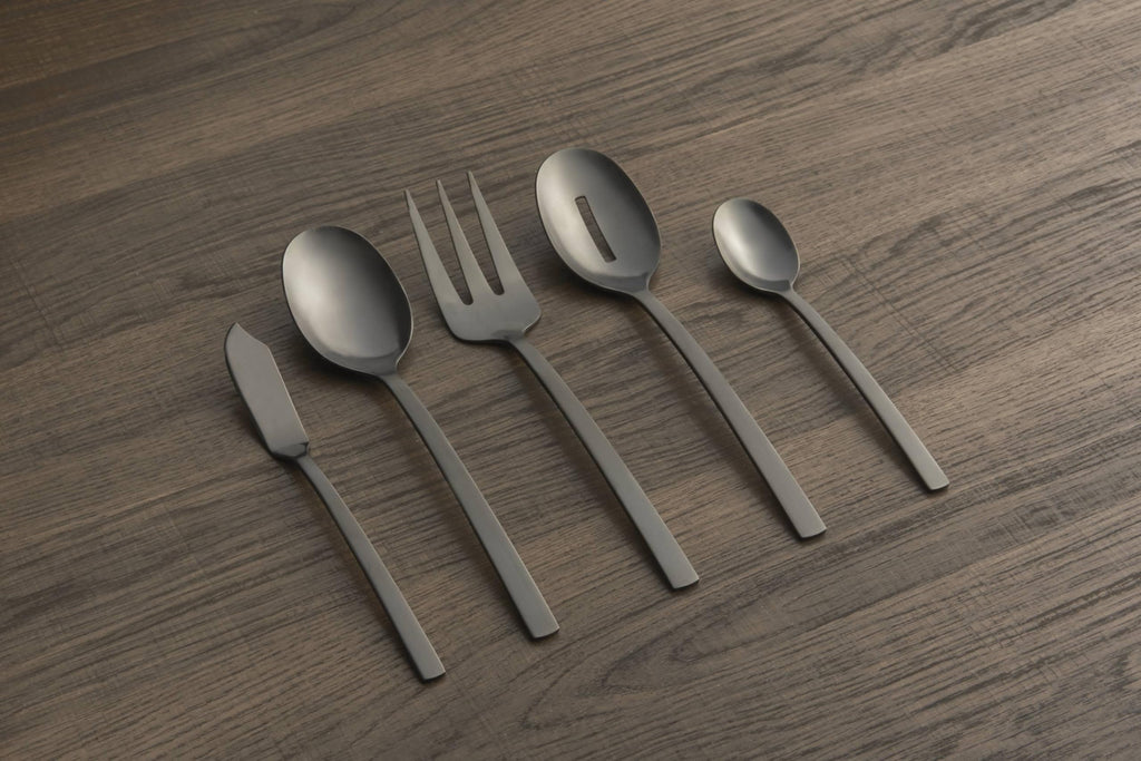 Beacon Black Satin 45-Piece Silverware Set for 8, Flatware
