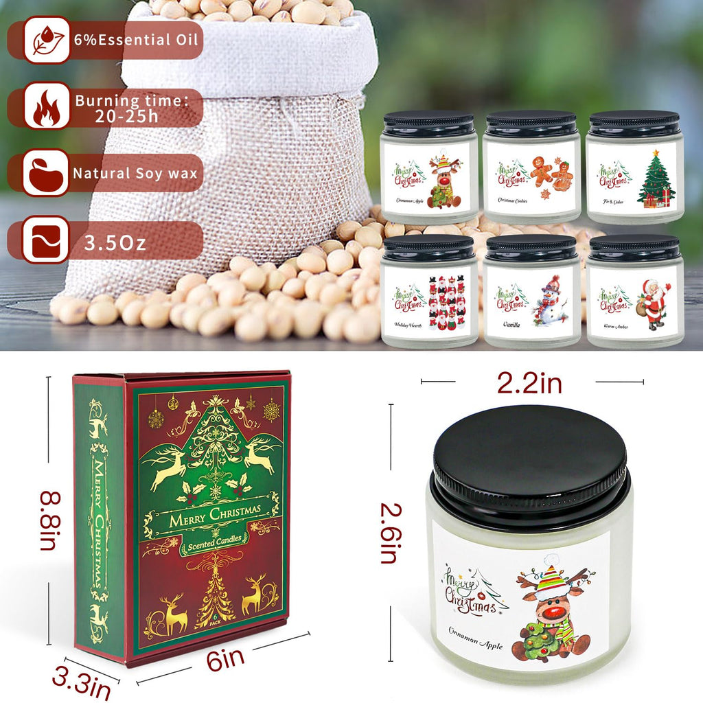 Christmas Scented Candles, 6 Pack Soy Set