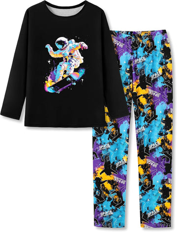 Boys Piece Long Sleeve Pajamas Sport Game Space