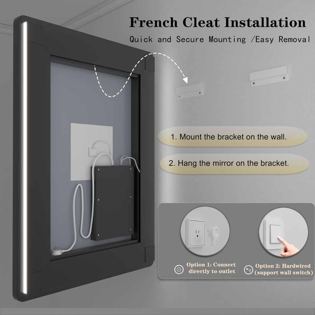 60"x30" LED Lighted Bathroom Mirror for Wall, Large Framed Bathroom Vanity Mirror with Lights, Independent Backlit