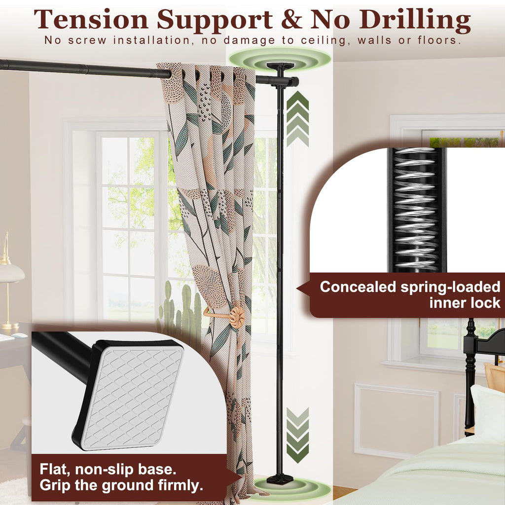 Room Divider for Room Separation, 4-10ft(H) 28-171inch(W), Black