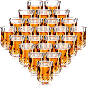24 Pcs 1.7 oz Mini Shot Glasses Set Whiskey Tasting Glasses Heavy Duty Base Clear Shot Cup Cute Cordial Mini Wine