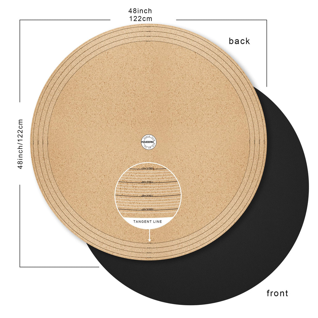 48 Inch Round Cork & Leather Table Pad Protector, Cuttable Size (42-48 Inch), Trimmable Dining Table Mat, Heat