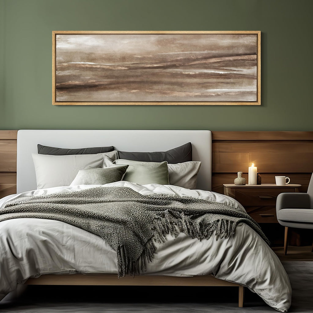 Large Framed Canvas Print Wall Art Earthy Landscape Warm, Abstract Earth Tones Fine Art Illustrations Decorative