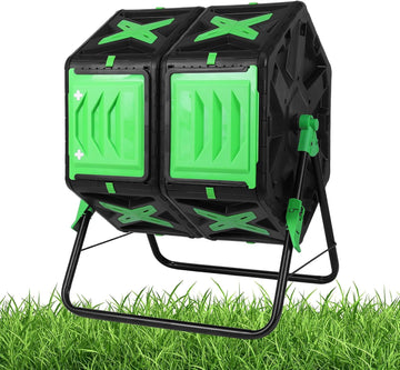 37-Gallon Dual-Chamber Rotating Compost Tumbler, Quick-Cycle Outdoor Composter with Adjustable Airflow, 360° Tumbling