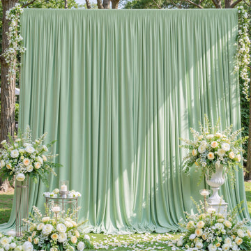 10x10 Sage Green Backdrop Curtain for Parties Wrinkle Free Dark Green Photo Curtains Backdrop Drapes Fabric