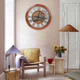 The B-Style Large Wall Clock 24 inch Moving Gear Wall Clock Oversized Vintage Farmhouse Wall Clocks for Living Room
