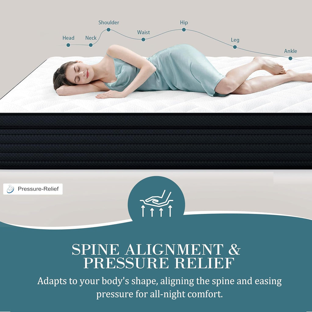 Extra Firm Full Mattress 14 Inch, Hybrid Mattress Pain Relieving | Deep Sleep Bed in Box, For Back & Side Sleepers