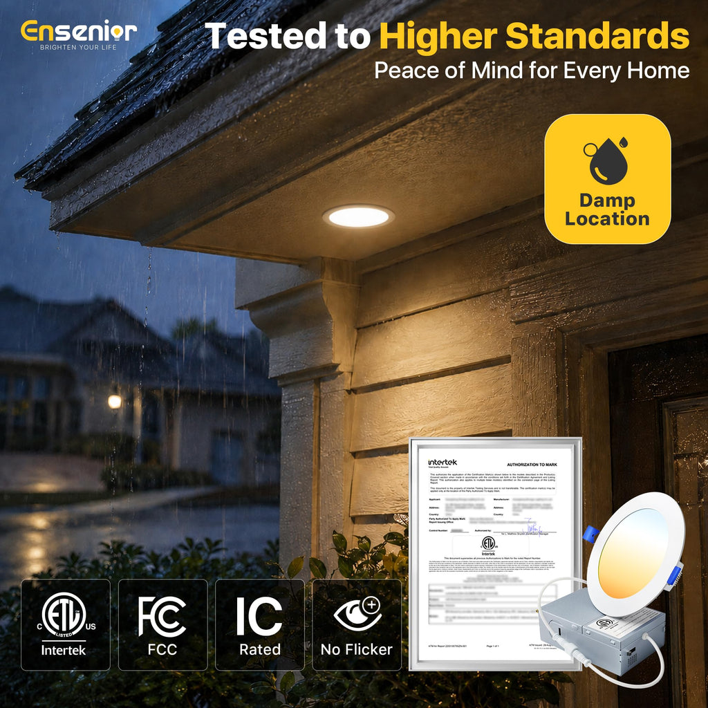 4 Inch LED Recessed Ceiling Light, 3CCT, 750LM 9W 120V