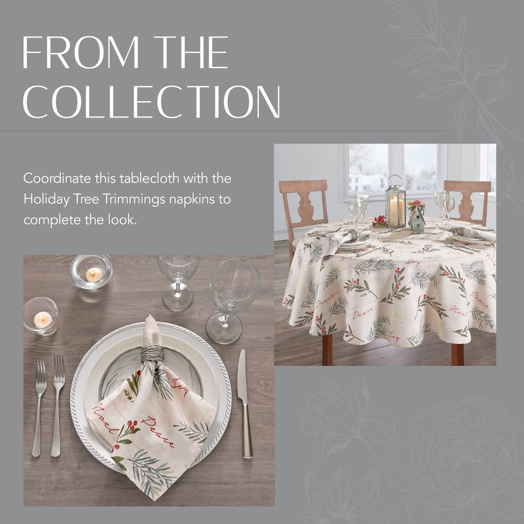 Holiday Tree Trimmings Tablecloth, Multicolor - 60" W x 120" L