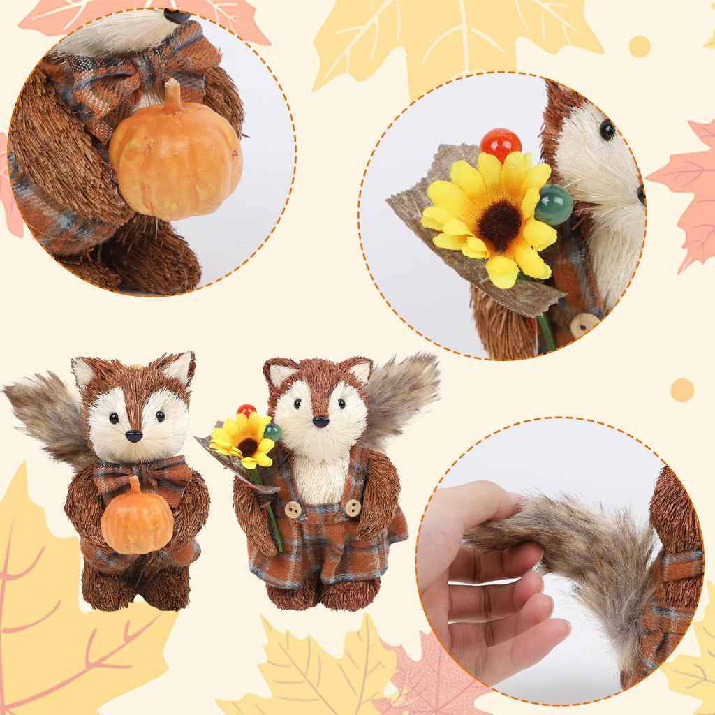 2 Pack Fox Fall Decorations, Thanksgiving Table Decor