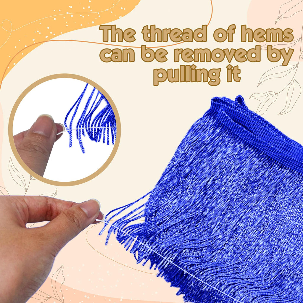 Chainette Fringe Trim, Royal Blue, 6" Wide, 10 Yards