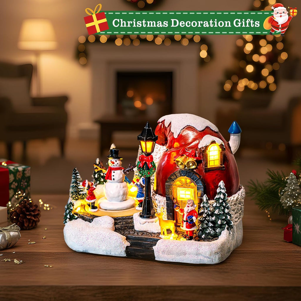 Animated Collection Figurines Musical Christmas Snowman, Santa Claus Village Houses Lighted Christmas Collection