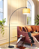 78.3″ Modern Arc Floor Lamp with Remote, Tall Black Standing Lamp with Stepless Dimmable Bulb & 5 Co