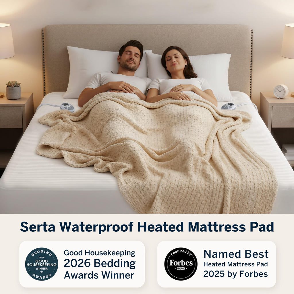 Waterproof Heated Mattress Pad with Deep Pocket, Dual Controller King