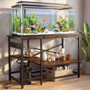 Fish Tank Stand for 40-55 Gallon Fish Tanks, 43.3" x 22" Heavy Duty Aquarium Stand with Power Outlet, Storage Shelves