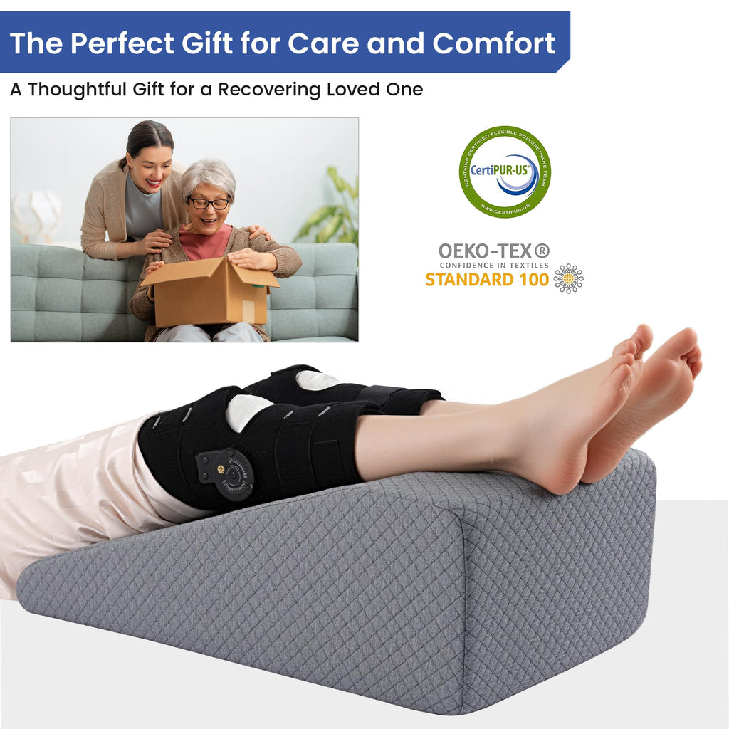 Leg Elevation Pillow for After Surgery, Knee Replacement & Recover, Wedge Pillow for Knee, Hip, Ankle Support, Home