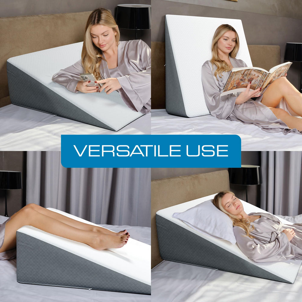 Extra Wide Bed Wedge Pillow | Super Large | Memory Foam Top and Jacquard Cover | for Sleeping Acid Reflux GERD (12