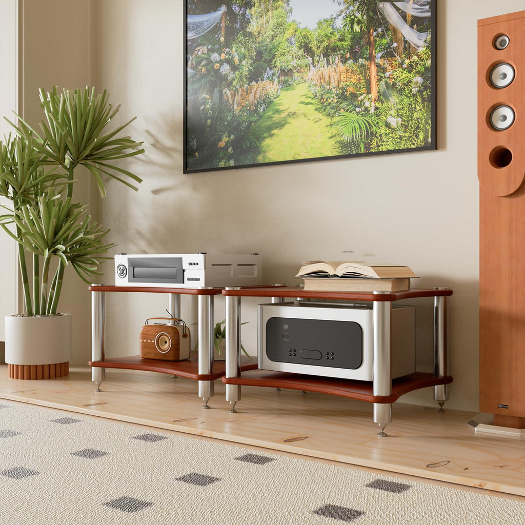 2 Tier Audio Rack with Speaker Spikes, Stereo Racks and Stand