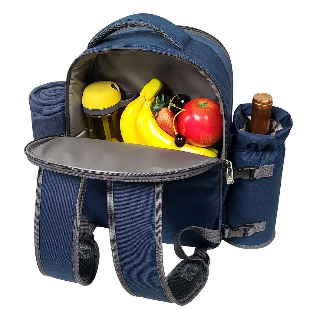 Picnic Basket Backpack for 4 Person with Blanket, Wine Holder, Cooler Compartment, Cutlery Set, Couples Gifts, Mr &