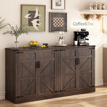Sideboard Buffet Cabinet with Storage - 65'' Large Farmhouse Buffet Table Coffee Bar Cabinets, Modern Accent Cabinet