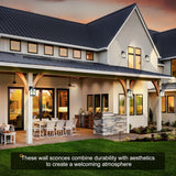 Outdoor Wall Lights for House Exterior - IP65 Waterproof Porch Lights with Textured Glass & Matte Black Metal