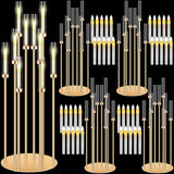 4 Pcs 10 Arm Wedding Gold Candelabra Floor Centerpieces with 40 LED Candle 46.5'' Tall Candlestick Metal Holder with