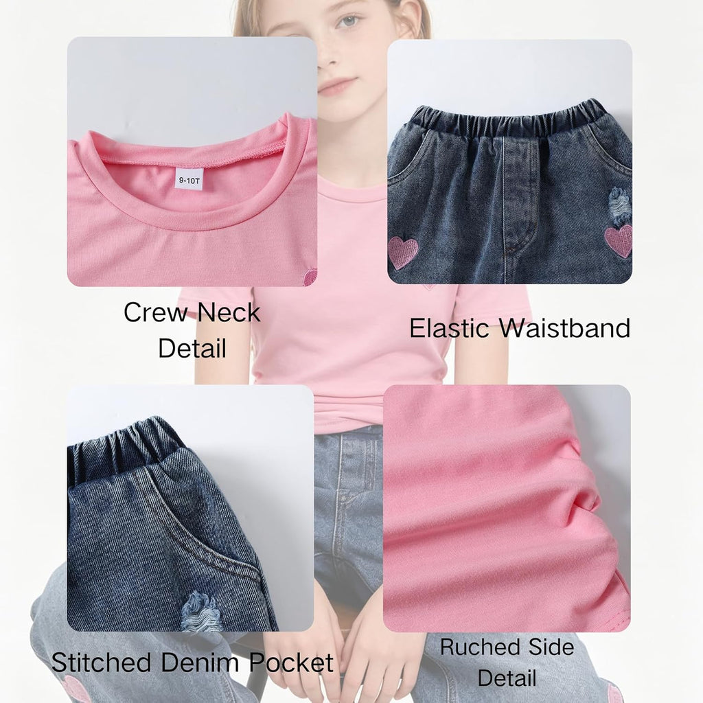 Outfits 2 PCS Short Sleeve Top Jeans Pants Clothes