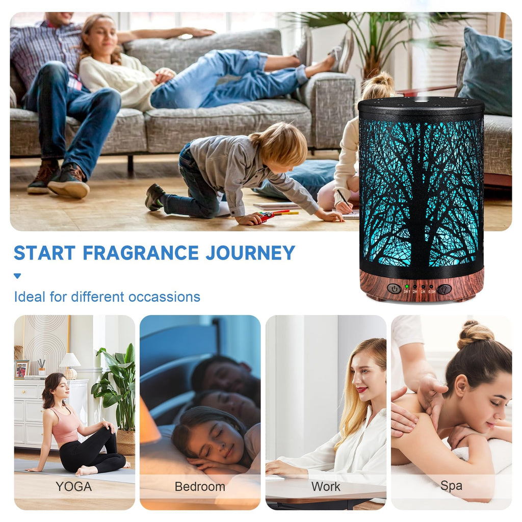 Essential Oil Diffuser & Essential Oils Set, Aromatherapy Diffuser with 7 LED Colors, 6 Oils Gift Pack (Clean Home