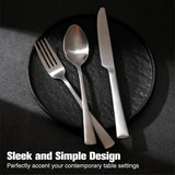 Silverware Set for 8, 40-Piece 18/10 Stainless Steel Flatware Set,Forged Cutlery Set Matte Satin Finish, Dishwasher Safe