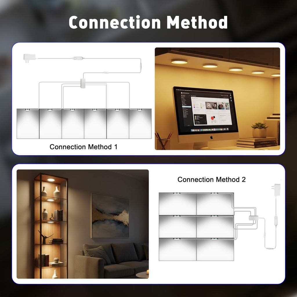 Smart LED Puck Lights 6-Pack, WiFi Alexa Cabinet Display Lighting