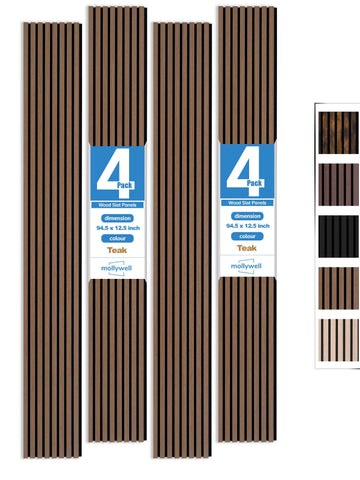Wood Panels for Wall, Teak, 4 Pcs, 94.5x12.5 in