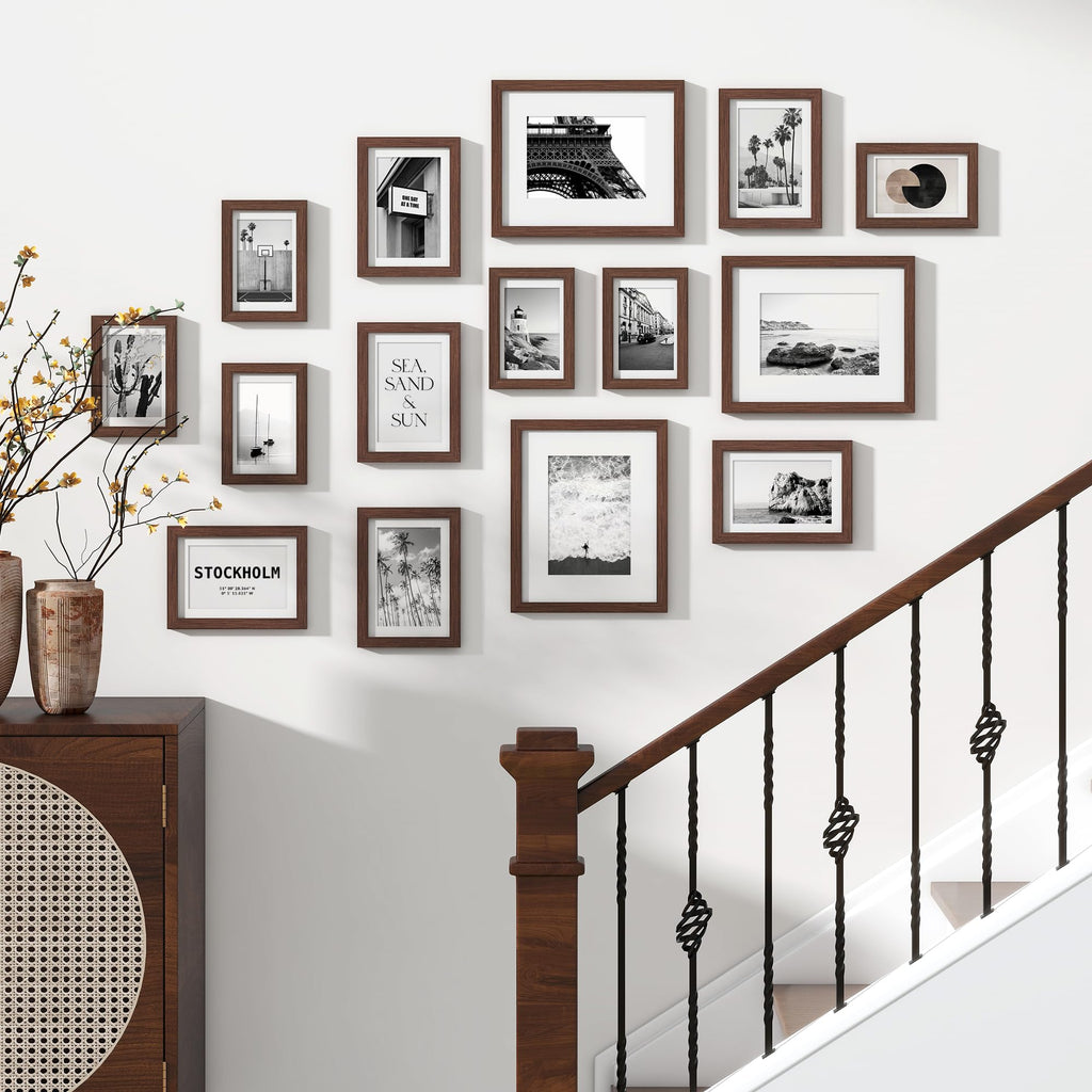 15 Pack Picture Frames Collage Wall Decor, Gallery Frame Set for Wall Mounting or Tabletop Display, Multi Sizes