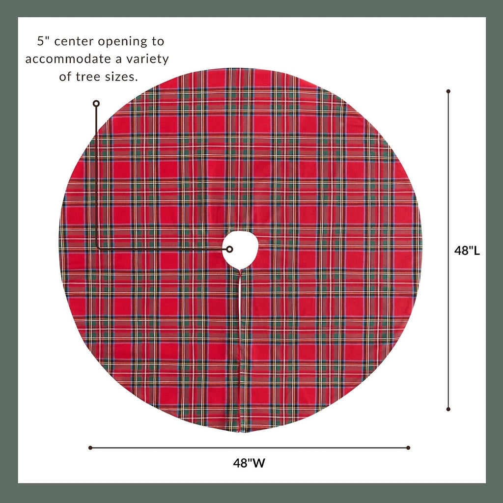 Stowe Tartan Plaid Tree Skirt, Red - 48" W x 48" L