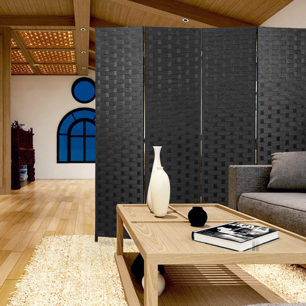 Room Divider, 4 Panels 6FT Folding Privacy Screen Wood Room Divider