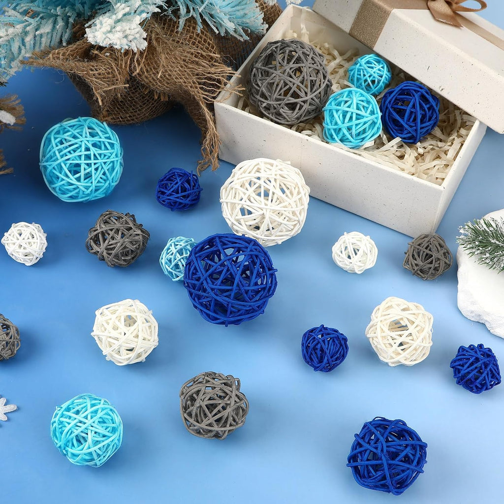 Wicker Rattan Balls, 3 Sizes Decorative Balls for Vase Filler - Set of 40
