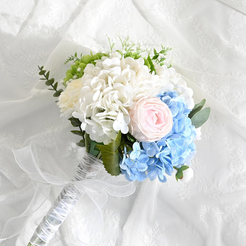 4Pcs Real Touch Hydrangea Artificial Flowers, 22.5'' White Full Latex Faux Hydrangea Flowers Floral Arrangements