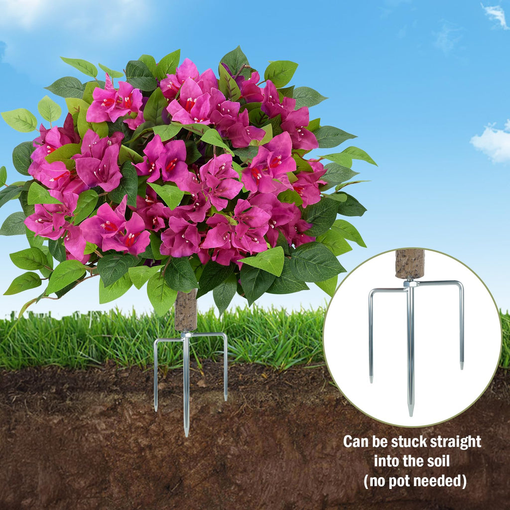 2Pack Artificial Bougainvillea Tree, Red Fake Bushes for Outdoor