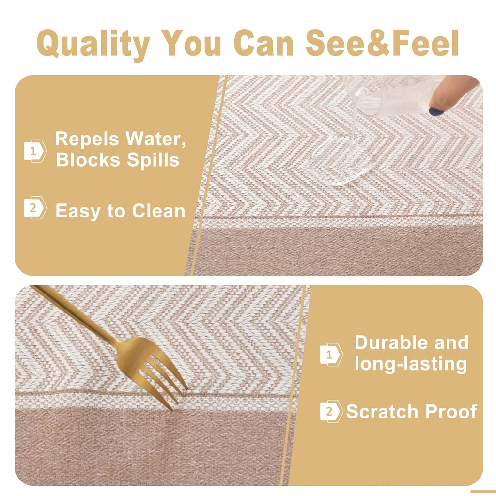 Rustic Rectangle Tablecloths, Farmhouse Cotton Linen Waterproof Burlap Table Cloth, Wrinkle Stain Resistant Washable