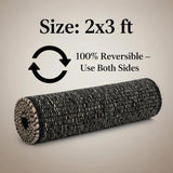 Black 2X3 Jute Rug Braided Construction - Farmhouse Woven Carpet - Mid-Century Modern Floor Covering