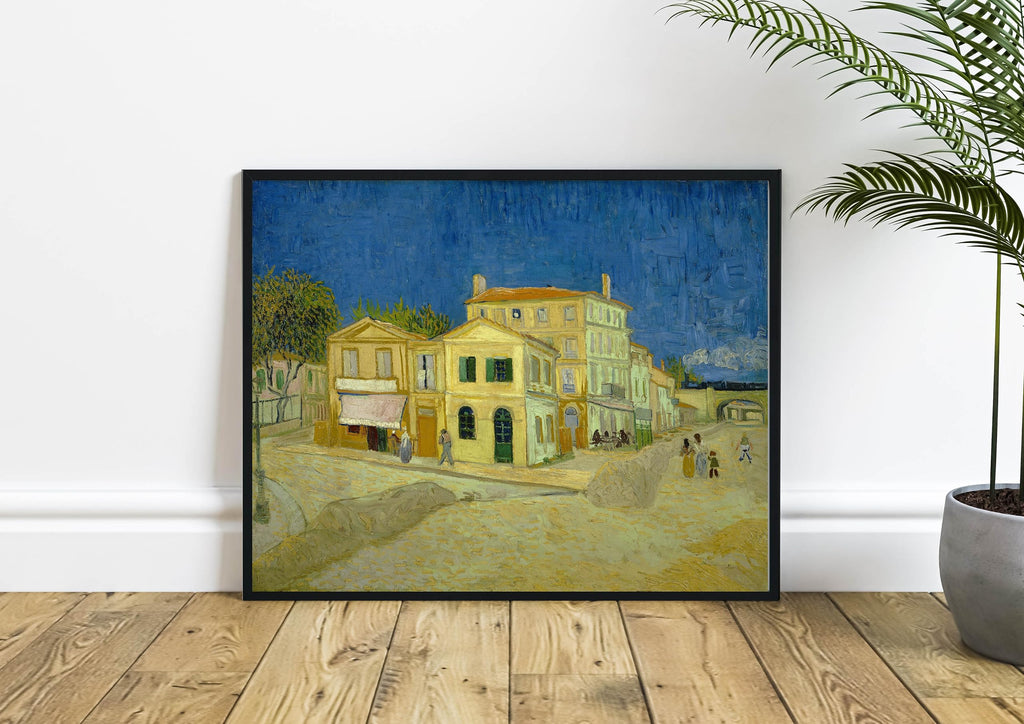 The yellow house Van Gogh Black Framed Wall Art Print Poster, Vintage Landscape Painting Wall Art, Bathroom Decor